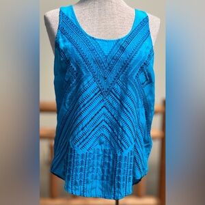 Lucky Brand Blue Embroidered Tank Top – Size Small